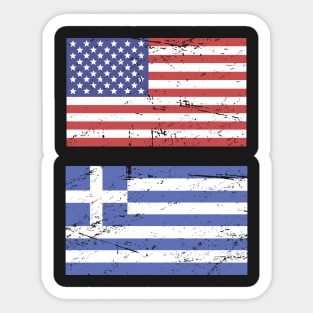 United States Flag & Greece Flag Sticker